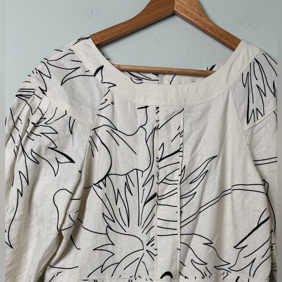 NWT Banana Republic Linen Blend Mini Dress Stone Washed‎ Tropical Art to Wear 12 - Picture 4 of 7